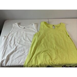 Lot of 2 Escape By Habitat L Tank Top Green ivory textured gym‎ Casual Cotton